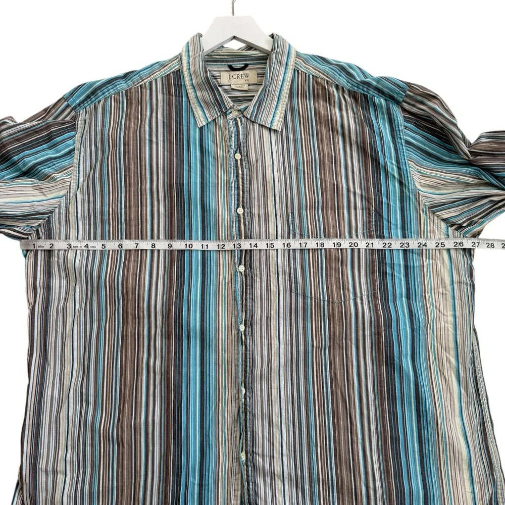 J. Crew Men’s Size XXL Multicolor Stripes Button Down Long Sleeve Shirt Cotton